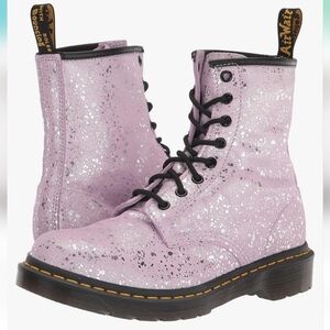 Dr. Martens Lilac 1460 Suede Combat Boots with Sparkly Finish